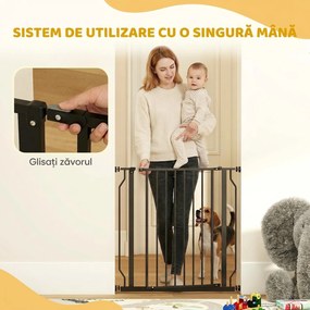 PawHut Poartă Extensibilă și Reglabilă pentru Câini, pentru Scări și Uși, din Oțel și ABS, 75-85x76 cm, Negru | Aosom Romania