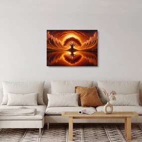 Tablou pe sticlă – Arbore în soare sângeriu (70x50 cm)