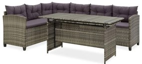 vidaXL Set mobilier de grădină cu perne, 2 piese, gri, poliratan