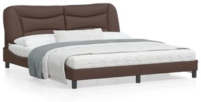 3213950 vidaXL Cadru de pat cu lumini LED, maro, 180x200 cm, piele ecologică