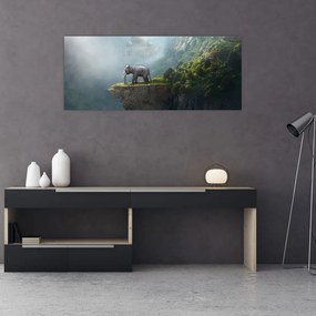Tablou - Elefant în vârful Taj Mahalului (120x50 cm)