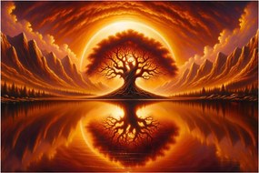 Tablou – Arbore în soare sângeriu (90x60 cm)