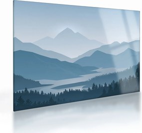 Tablou pe sticlă - Munții cu privirea graficeanului (70x50 cm)