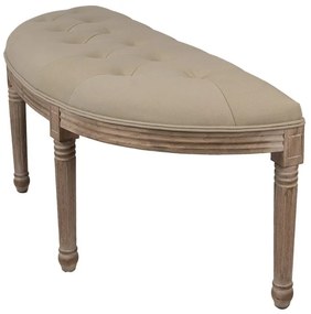 Bancheta shabby chic 2 locuri, semirotund, bej, stofa, 125x41x48 cm