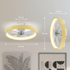 HOMCOM Ventilator de tavan cu lumină LED plafonier ventilator Ø49cm 7 pale 6 viteze luminozitate reglabilă mod vară-iarnă | Aosom Romania