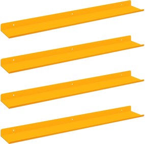 vidaXL Raft suspendat 4 pcs Galben muștar 60 x 9 x 2,5 cm Oțel