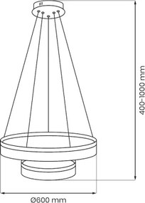 Candelabru LED pe cablu GALA LED/54W/230V, Ø 60 cm, auriu