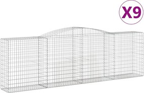vidaXL Coșuri gabion arcuite 9 buc, 400x50x120/140 cm, fier galvanizat