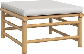 vidaXL Taburet de grădină, pernă gri deschis, bambus