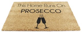 Covoraș de intrare din fibre de nucă de cocos 40x60 cm This Home Runs On Prosecco – Artsy Doormats