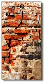 Ceas de perete din sticla vertical Orange zid de cărămidă