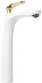 Baterie Orbit inalta alb/auriu H29 cm