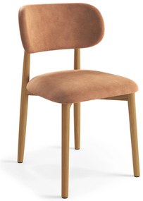 MAZZONI EXPORT ALMO Teracotă (material Danny 204)/cadru stejar lăcuit - SCAUN DIN LEMN PENTRU SALON SUFRAGERIE BUCĂTĂRIE RETRO