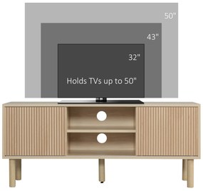 HOMCOM Dulap TV pentru televizoare de pana la 50 de inchi, suport TV cu rafturi de depozitare, usi glisante | AOSOM RO