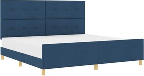 vidaXL Cadru de pat cu headboard albastru 200 x 200 cm țesătură