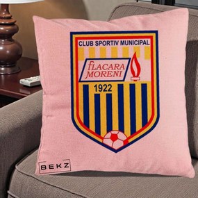 Perna Personalizata CSM Flacara Moreni 1922 Fotbal, 40x40 cm, Roz, Husa Detasabila, Perna Inclusa, BEKZ®