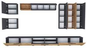 Living haaus Haga V1, Antracit/Stejar Wotan, L 360 cm