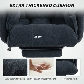 HOMCOM Scaun de Birou Directorial în Catifea cu Suport pentru Picioare și Spumă de Înaltă Reziliență, Fotoliu de Birou Reclinabil cu Spătar Înalt, Brațe Îmbunătățite, Înălțime Reglabilă și Roți, Negru | Aosom Romania