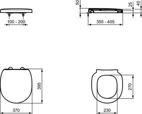 Capac WC Ideal Standard Connect Space Compact, inchidere lenta, alb - E129101