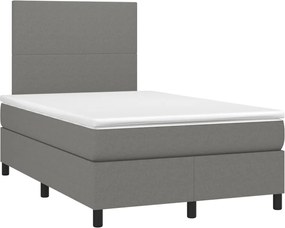vidaXL Pat box spring cu saltea, gri închis, 120x190 cm, textil