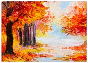 Tablou pe sticlă - Pictura, toamna colorată (70x50 cm)