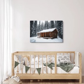 Tablou - Cabană acoperită de zăpadă (90x60 cm)