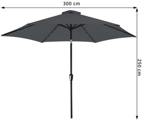 Deuba Umbrela de soare LED Florida Ø300 cm - antracit