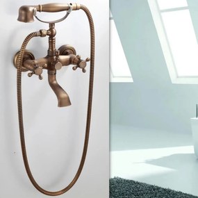 Baterie Duș cu Pară și Furtun Bronz Antichizat – Design sofisticat și confort maxim pentru o experiență de duș premium.