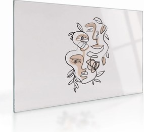 Tablou pe sticlă - Line art facials (70x50 cm)