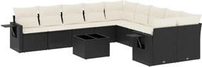 vidaXL Set canapele de grădină cu perne, 11 piese, negru, poliratan