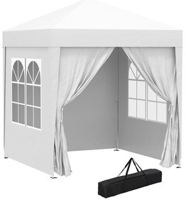 Outsunny Foisor Pliabil 2x2 m con 4 Pereti Detasabili, Foisor de Gradina cu Sac pentru Transport din Poliester si Otel, Alb | AOSOM RO
