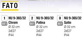 Plafoniera iluminat baie, protectie IP44, diametru 32cm, Fato satin chrome NU 9-365/32 satin OR