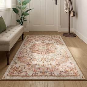 Covor antiderapant Songmics Vintage, 80x150 cm, lavabil la masina, poliester, cappuccino
