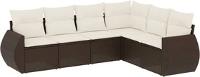 vidaXL Set canapele de grădină cu perne, 6 piese, maro, poliratan