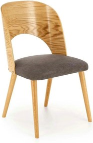 Scaun CADIZ, stejar/gri, stofa/placaj/lemn, 52x58x83 cm