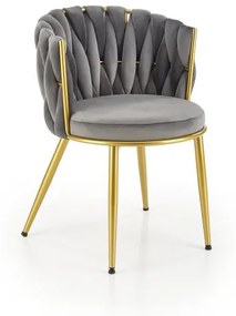 Scaun K517 velvet gri/auriu