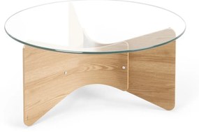 Măsuță de cafea în culoare naturală rotundă cu blat din sticlă ø 84 cm Madera – Umbra