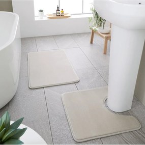 Covorașe de baie bej pentru WC 2 buc. din spumă cu memorie 50x80 cm Anti-Bacterial – Catherine Lansfield