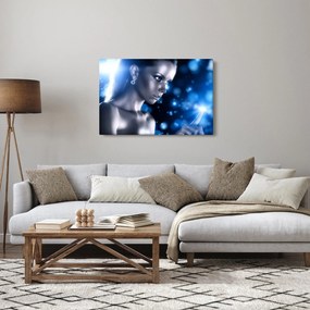 Tablou - Femeia, sclipici albastru (90x60 cm)