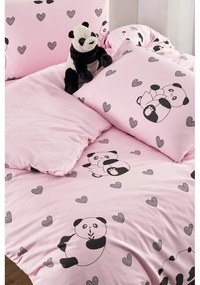 Lenjerie de pat roz pentru pat de o persoană, extinsă cu cearceaf inclus, cu 3 piese 160x220 cm Panda – Mila Home