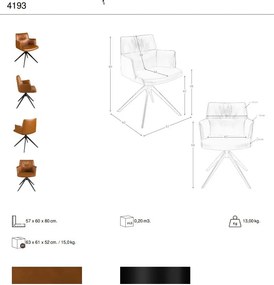 Scaun pivotant design LUX, Piele sintetica, Cognac brown