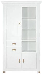 Vitrina Saint Tropez Cu 3 Usi Si 2 Sertare, Vopsit Alb, 111 Cm