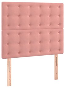 Cadru de pat cu tablie, roz, 90x200 cm, catifea Roz, 90 x 200 cm, Nasturi de tapiterie