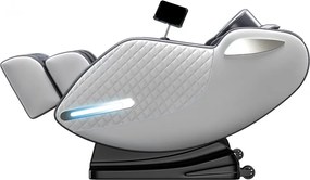 RESIGILAT- Fotoliu masaj IULIUS, Incalzire, Bluetooth, Display LCD, Ecran tactil color, Zero Gravity, 2 Boxe, Moduri Automate, Reglarea intensității masajului, Piele PU Premium, Gri