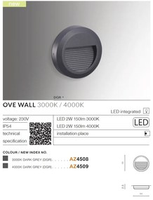 Spot LED de exterior ambiental IP54 OVE gri 4000K
