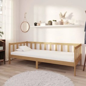 vidaXL Pat de zi cu saltea, maro miere, 90x200 cm, lemn masiv de pin