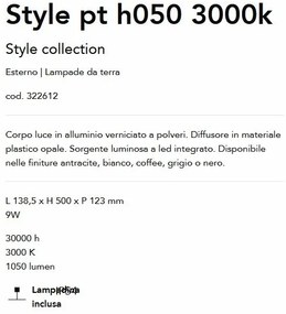 Stalp LED iluminat exterior Style pt h050 3000k antracit