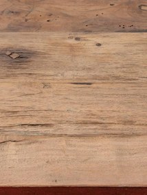 Masă de dining din lemn reciclat, cu blat patinat natur și bază sculptată roșu cărămiziu, finisaj vintage, 240×100×76 cm, „Redwood"