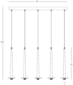 Lustra moderna cu 5 pendule LED STORM negru/ marmura alba