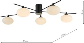 Där Lighting JAS5422 - Lustru aplicat JASPER 5xG9/25W/230V, negru